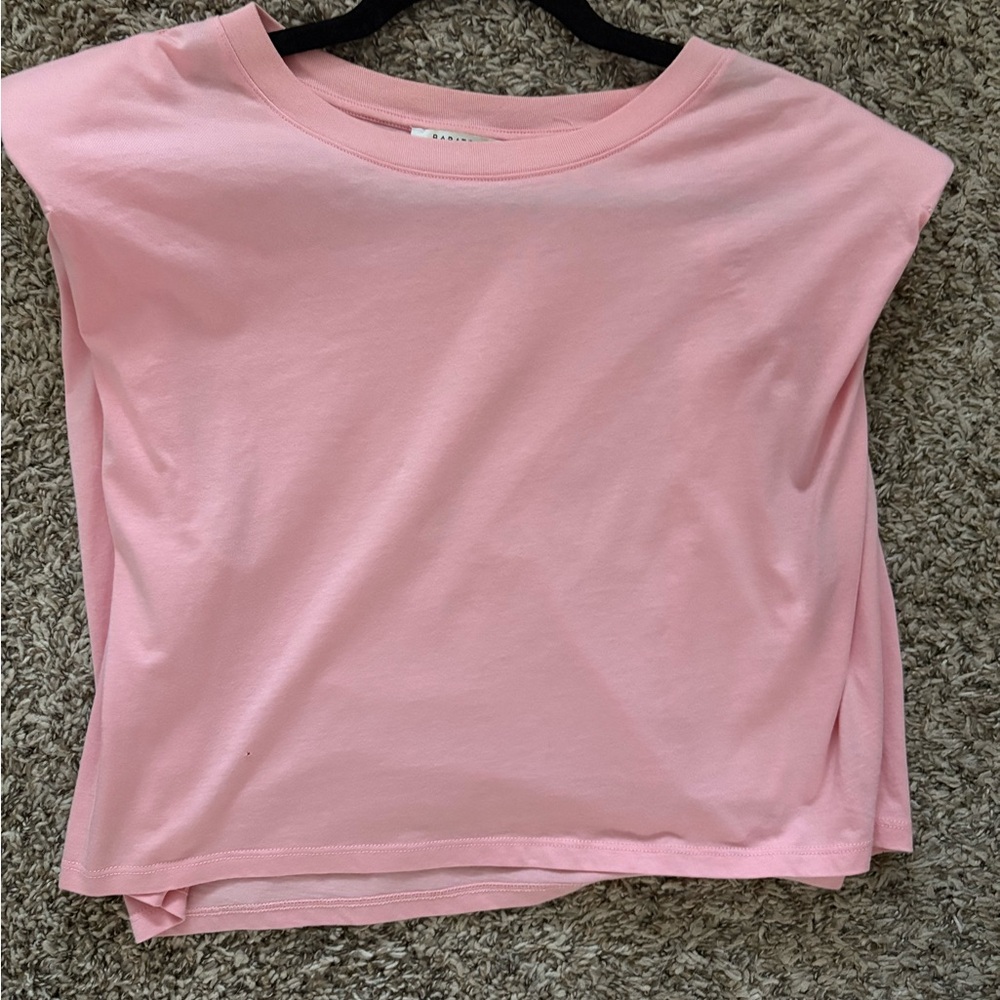 Aritzia Pink Crop Top w/ shoulder pads